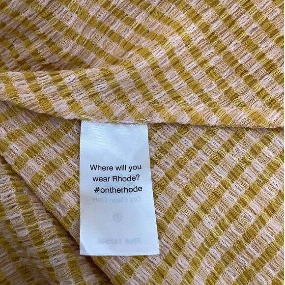 Rhode Ginny Tie Front Cutout Plaid Midi Dress In Sunflower Size 8 Fit And Flare - Picture 15 of 16